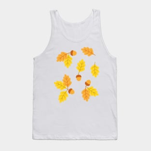 Autumn oak leaf and acorn pattern Tank Top